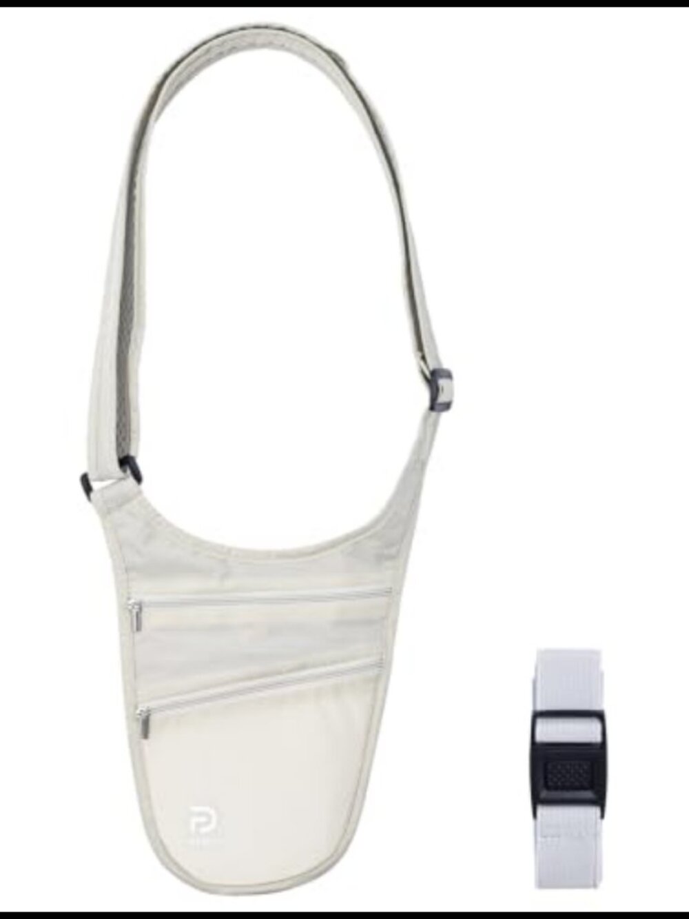 RFID Blocking Travel Money Belt Hidden Crossbody Nylon 2 Zipper Pockets